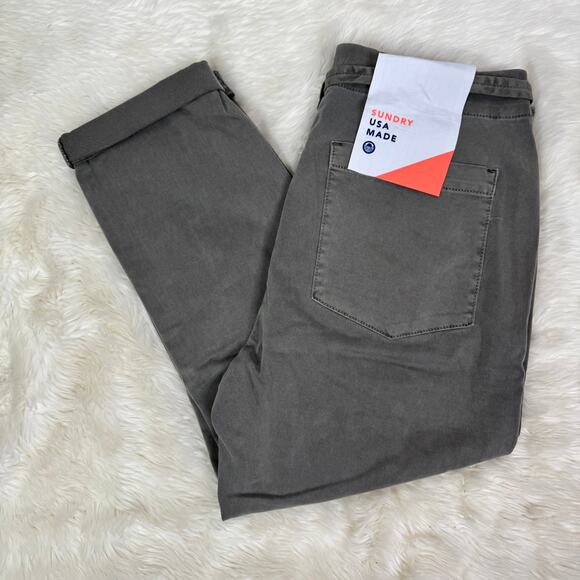 Sunday Revolve Le Soleil Pant Contrast Stripe Frayed Hem in Cactus Size 28 NWT - Picture 8 of 12